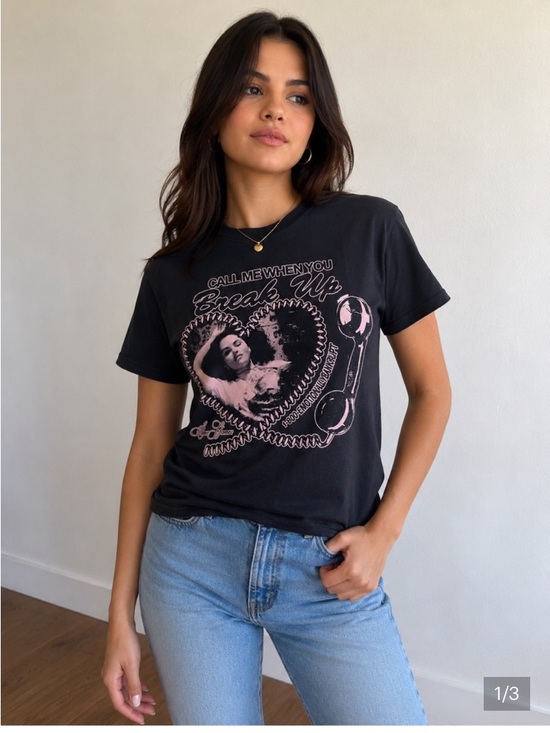 Target Tops - Target for Selena Gomez Black Short-Sleeve Tee with Pink Graphic Heart Print
